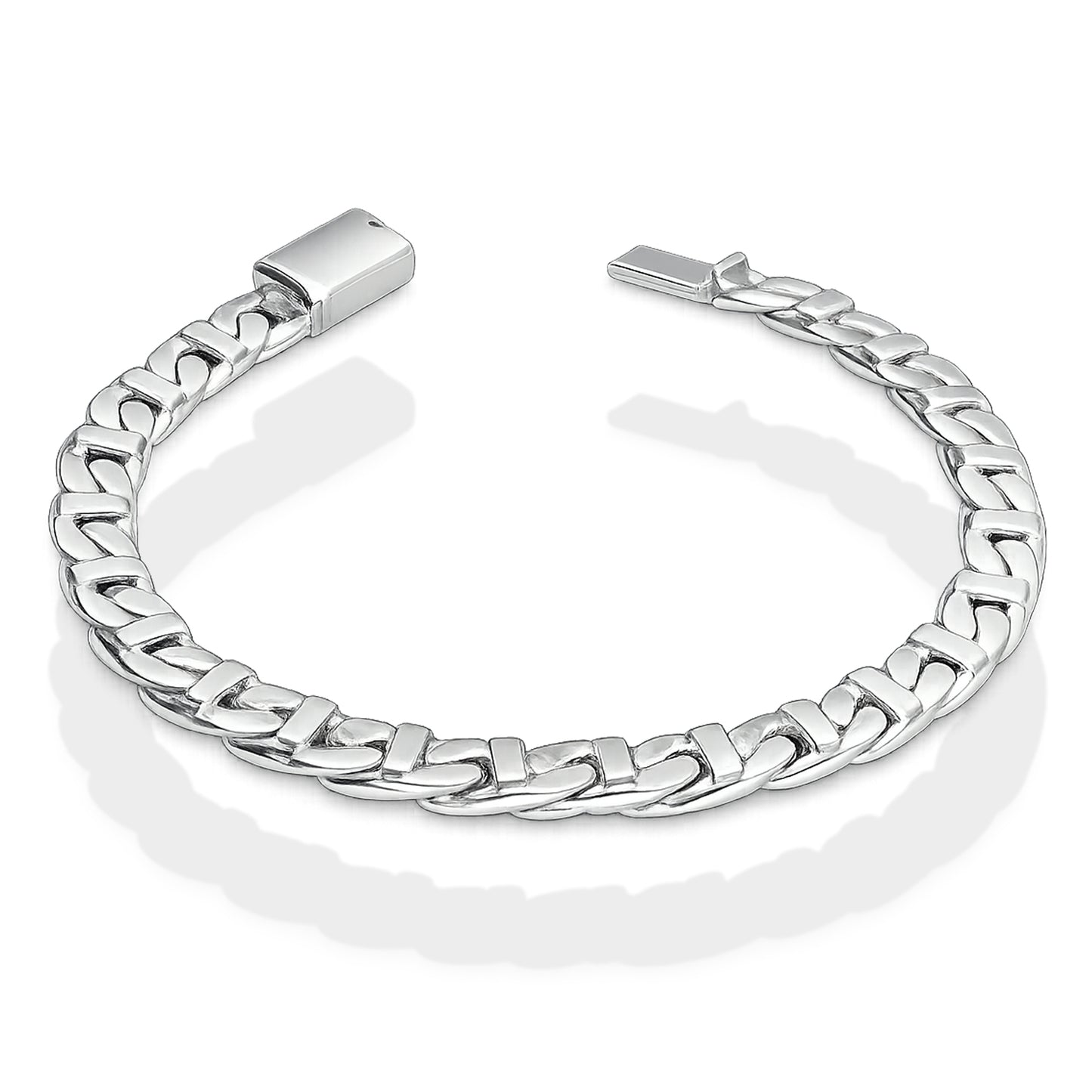 LPPC115 Pulsera Caballero Cubana Figaruchi Lisa Broche de Caja 6 mm x 20 cm en Plata .925 Taxco Gro 2932372039