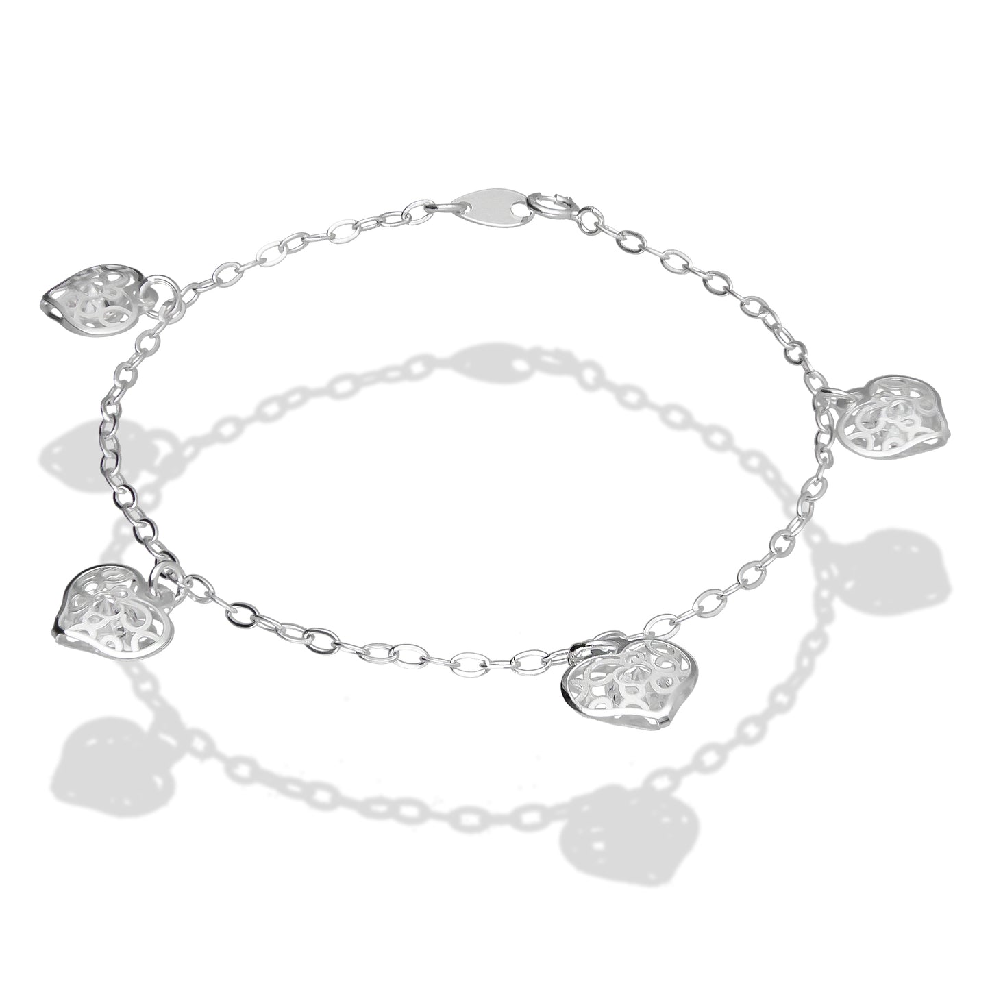 LPPD008 Pulsera P/dama Con Dijes Corazon Eco En Plata .925 Taxco 962437015