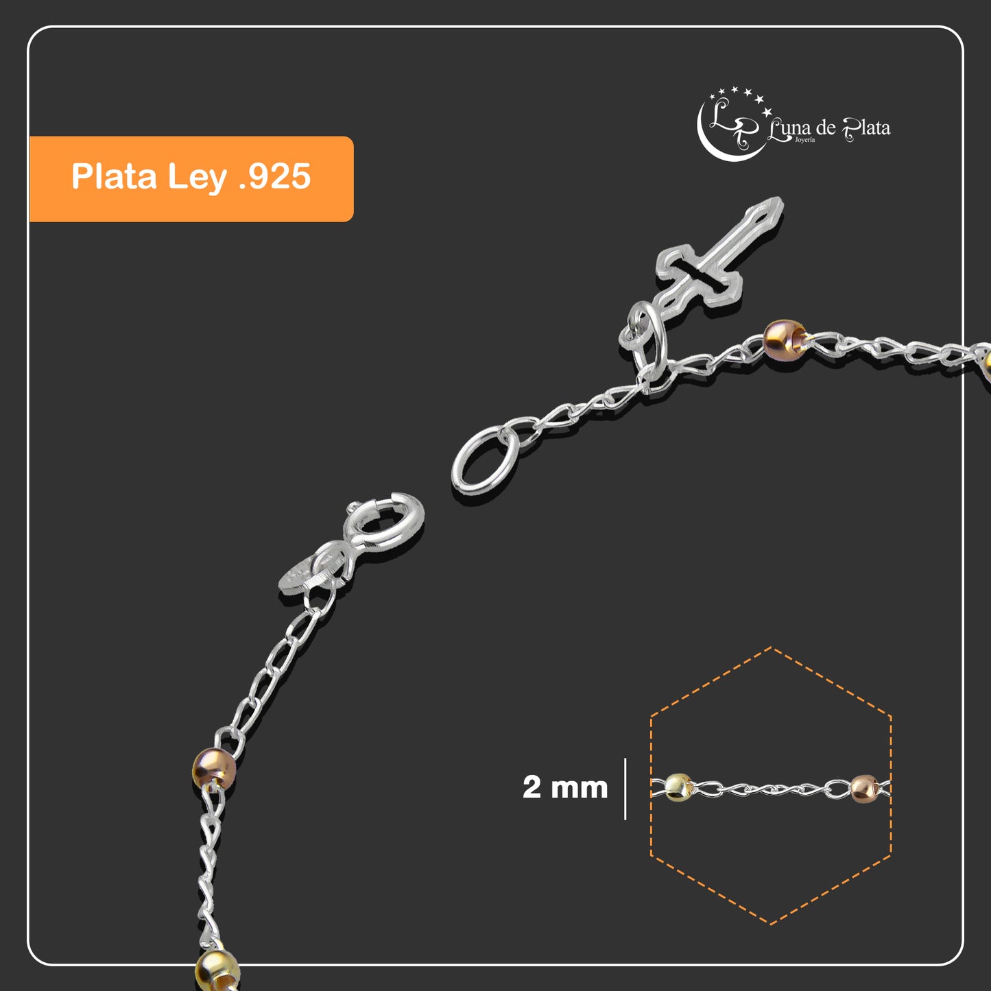 LPPD012 Pulsera Decenario Bola Lisa 2 Mm En Plata .925 Taxco 847561510