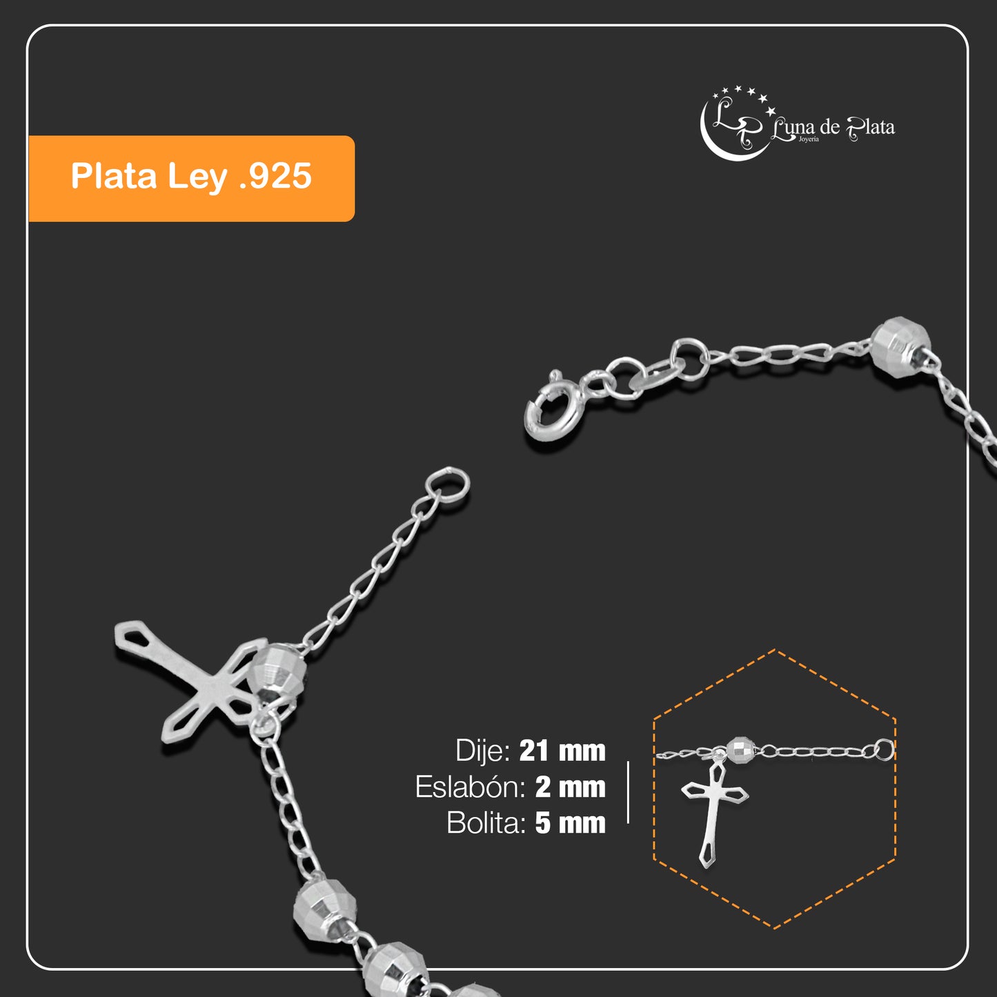 LPPD013 Pulsera Decenario Bola Lisa 5 Mm En Plata .925 Taxco 847548904