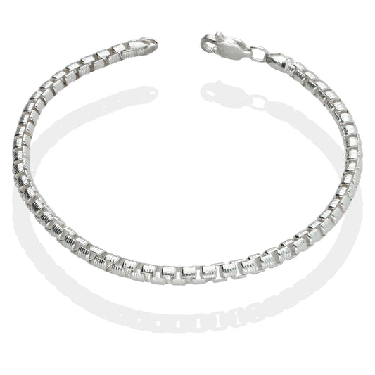 LPPD034 Pulsera Veneciana Text 3.3 mm x 18 cm en Plata Ley .925 1504602737