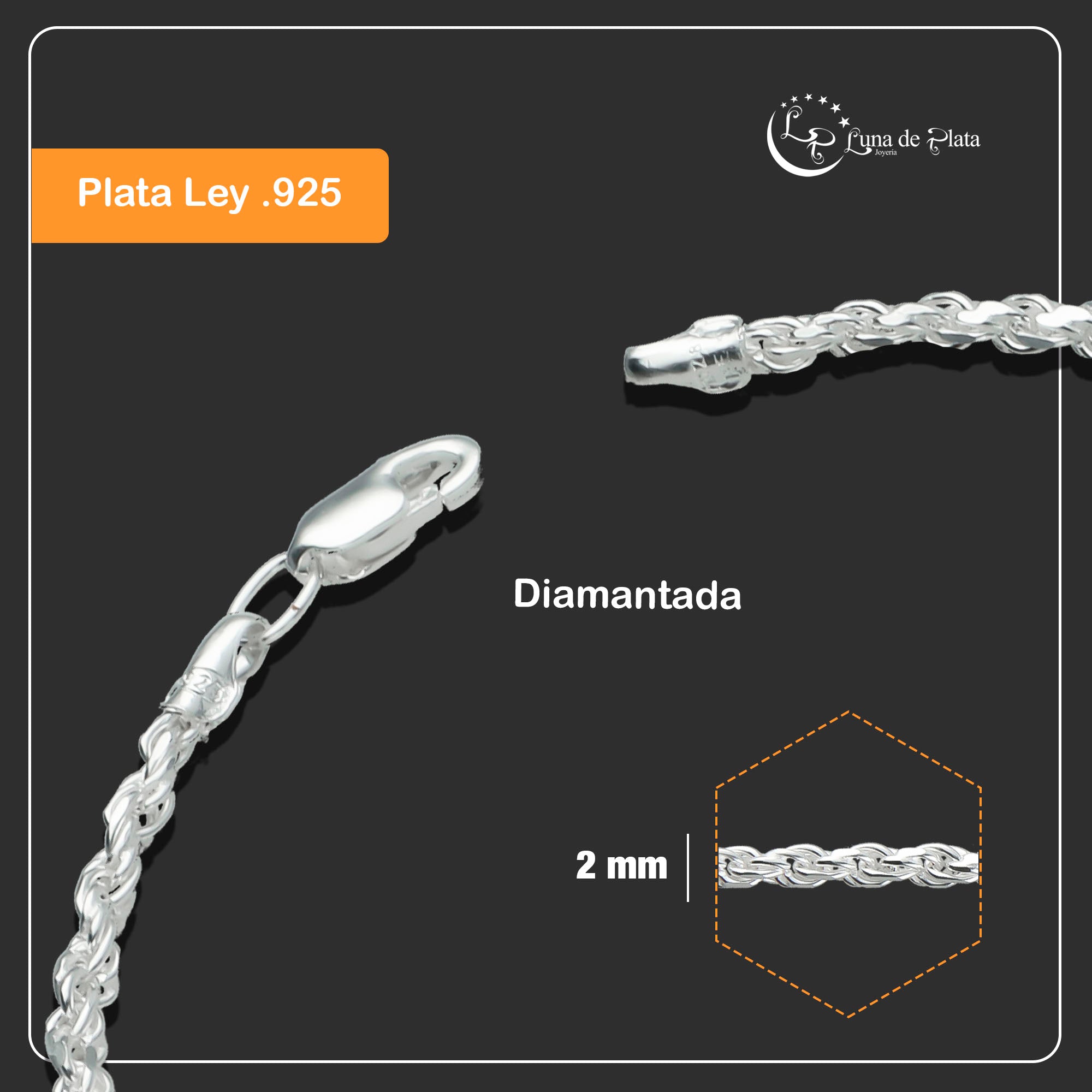 LPPD040 Pulsera Torsal Diam  2 mm x 15.5 cm en Plata Ley .925 1525082547