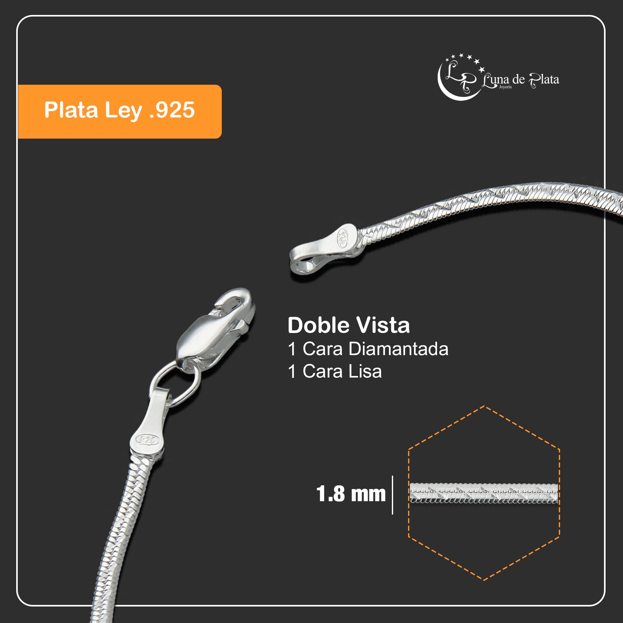 LPPD050 Pulsera Monorriel Oval  1.8 mm x 18 cm en Plata Ley .925 1531756631