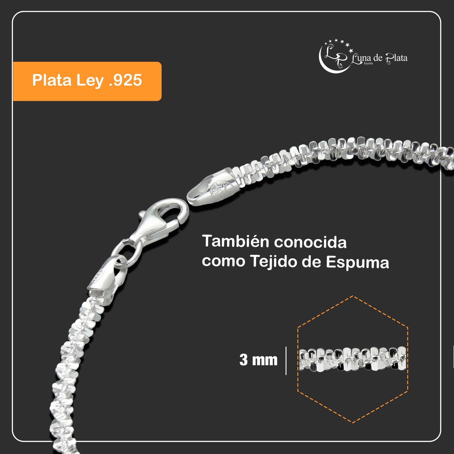 LPPD060 Pulsera Margarita 3mm x 19 cm en Plata Ley.925 1548253161