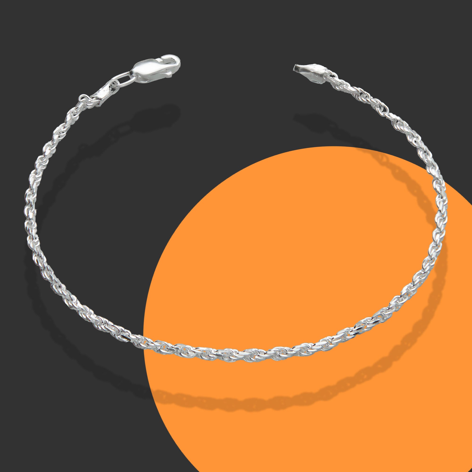 LPPD064 Pulsera Torsal Diam  2 mm x 17.5 cm en Plata Ley .925 1676183217