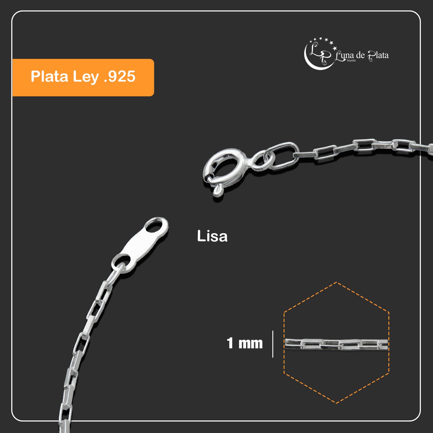 LPPD078 Pulsera Lunga 1 mm x 18 cm Plata Ley .925 7503038970916