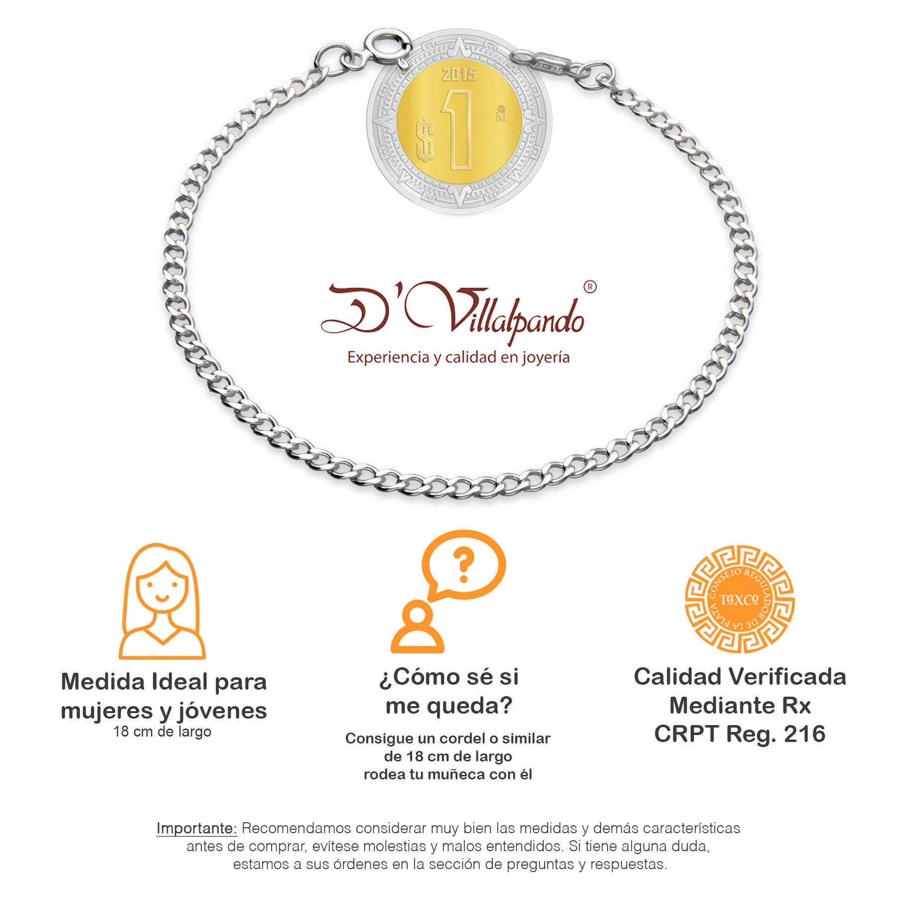 LPPD081 Pulsera Figaro Lisa 2.8 mm x 18 cm Plata Ley .925 1700657105