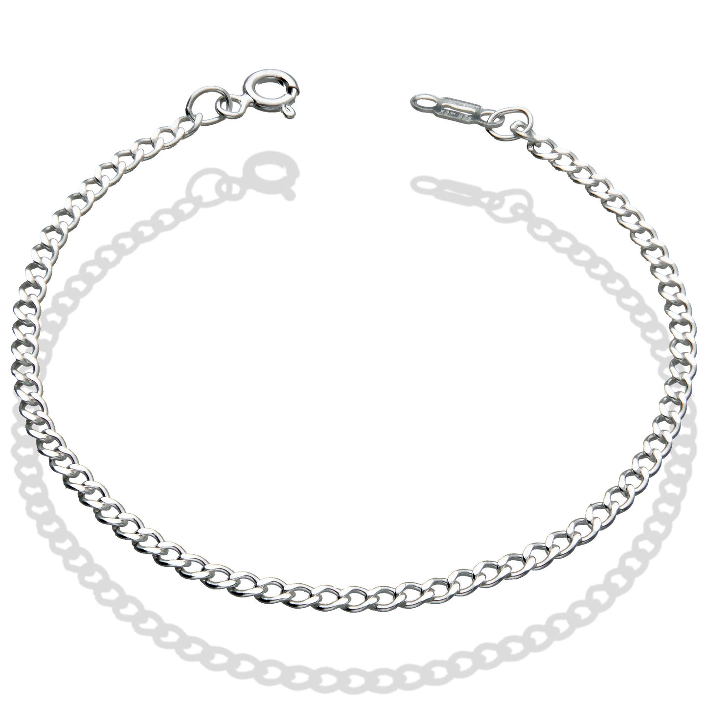 LPPD081 Pulsera Figaro Lisa 2.8 mm x 18 cm Plata Ley .925 1700657105