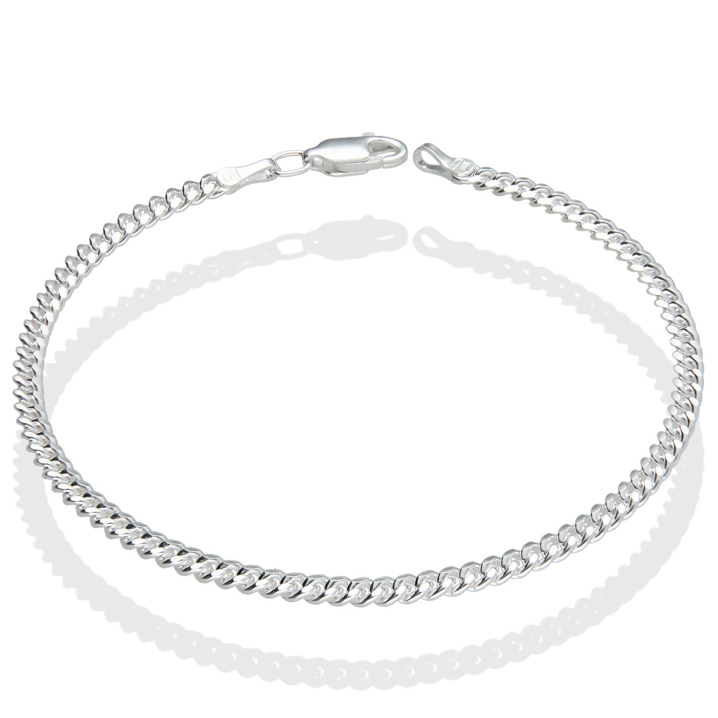 LPPD082 Pulsera Cubana Lisa 3 mm x 18.5 cm Plata Ley .925 1700769683