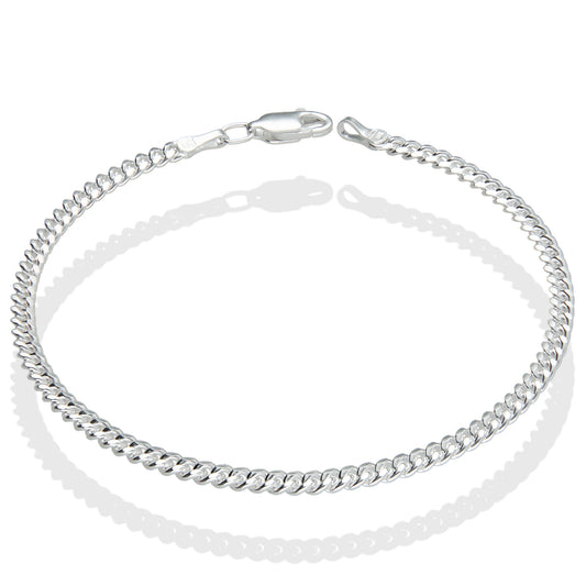 LPPD082 Pulsera Cubana Lisa 3 mm x 18.5 cm Plata Ley .925 1700769683