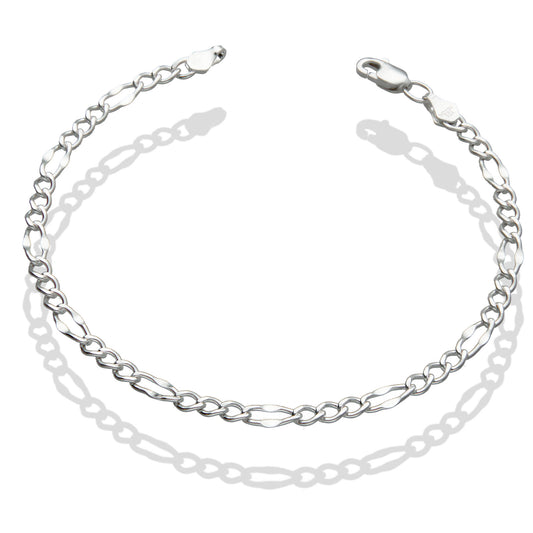 LPPD083 Pulsera Figaro Forjada 3 mm x 17.5 cm Plata Ley .925 1700758316