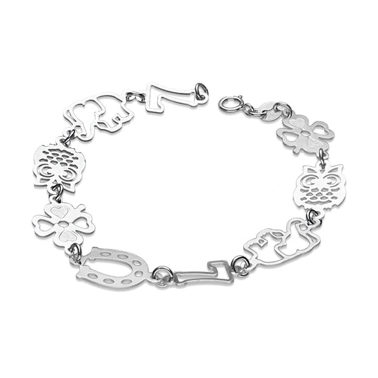 LPPD092 Pulsera Eslabones de la Suerte 18 cm en Plata Ley .925 2960366828