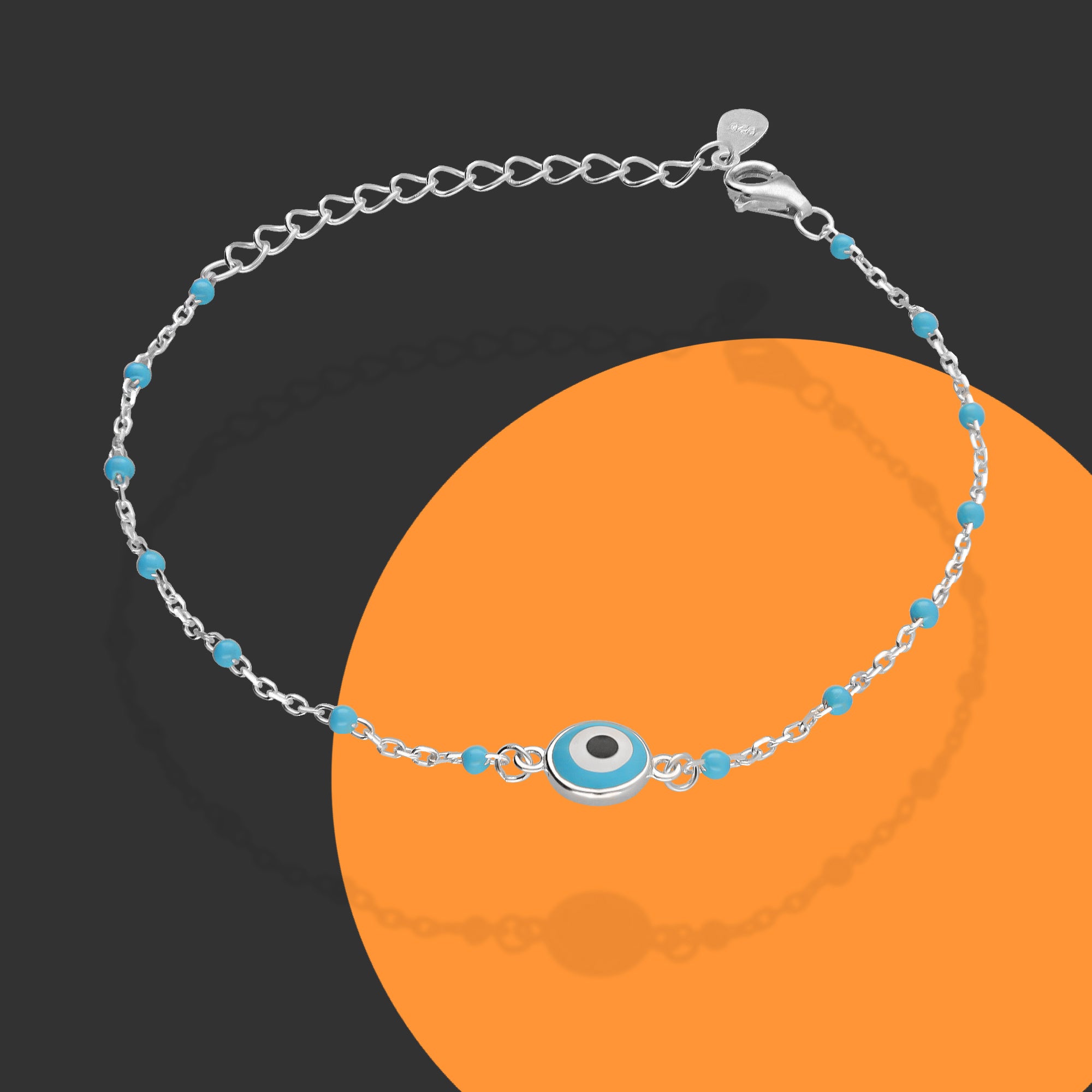 LPPD103 Pulsera Ojito Turco Bisel CB Azul Cielo en Plata Fina .925 2065565853