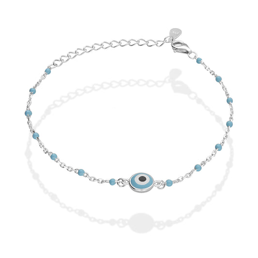 LPPD103 Pulsera Ojito Turco Bisel CB Azul Cielo en Plata Fina .925 2065565853