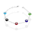 LPPD107 Pulsera Ojitos Multicolor Sin Bisel en Plata Fina .925 3073134012