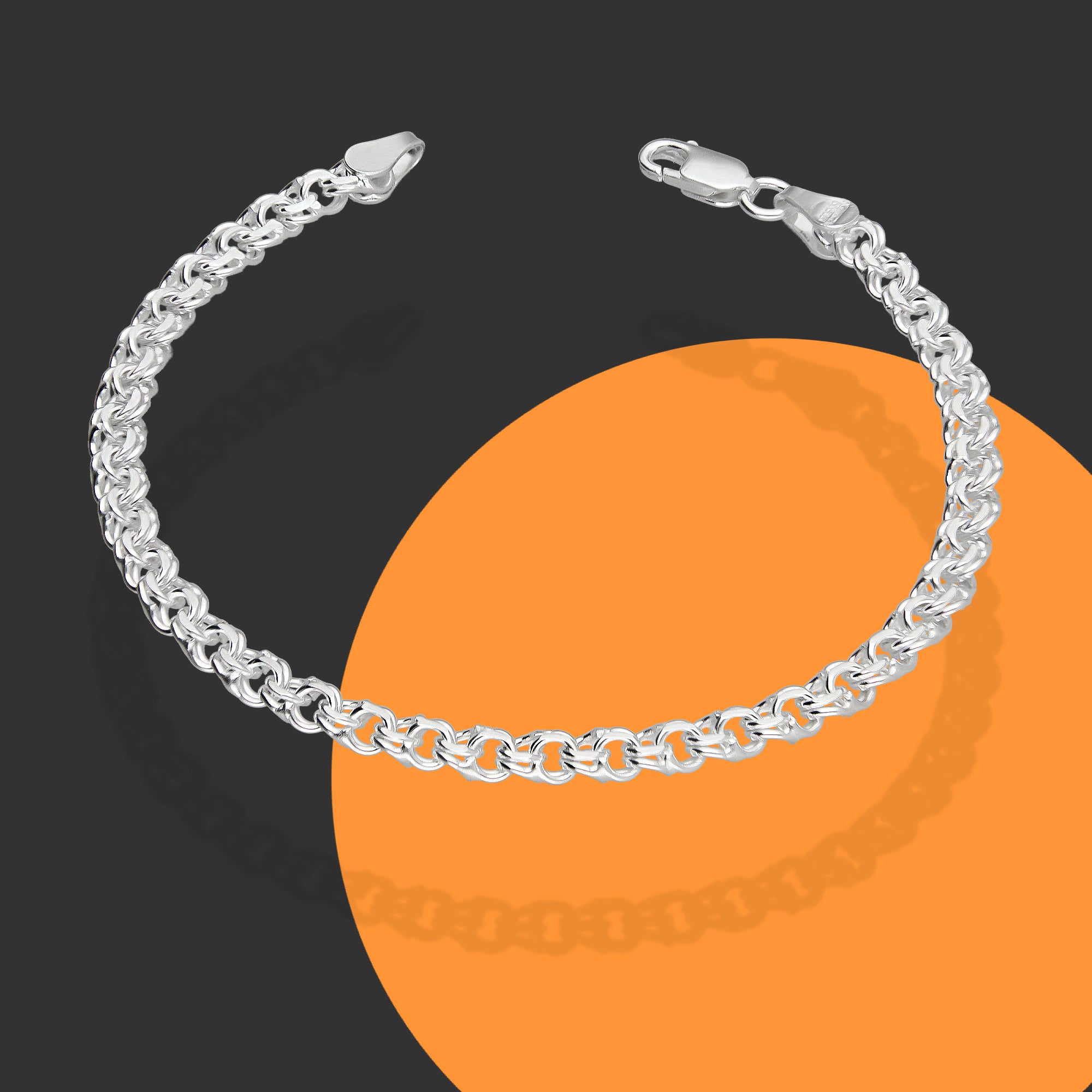 LPPD111 Pulsera Tejido Chino 4 mm x 18 cm en Plata Ley .925 3611568382