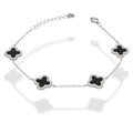 LPPD117 Pulsera Dama Mod 4 Trébol Negros Orilla Zirconia 1.1 cm Ajustable de 16.5 a 19.5 cm en Plata .925