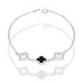 LPPD125 Pulsera Dama Mod 1 Trébol Negro y 2 Calados 1 cm x 19 cm en Plata .925