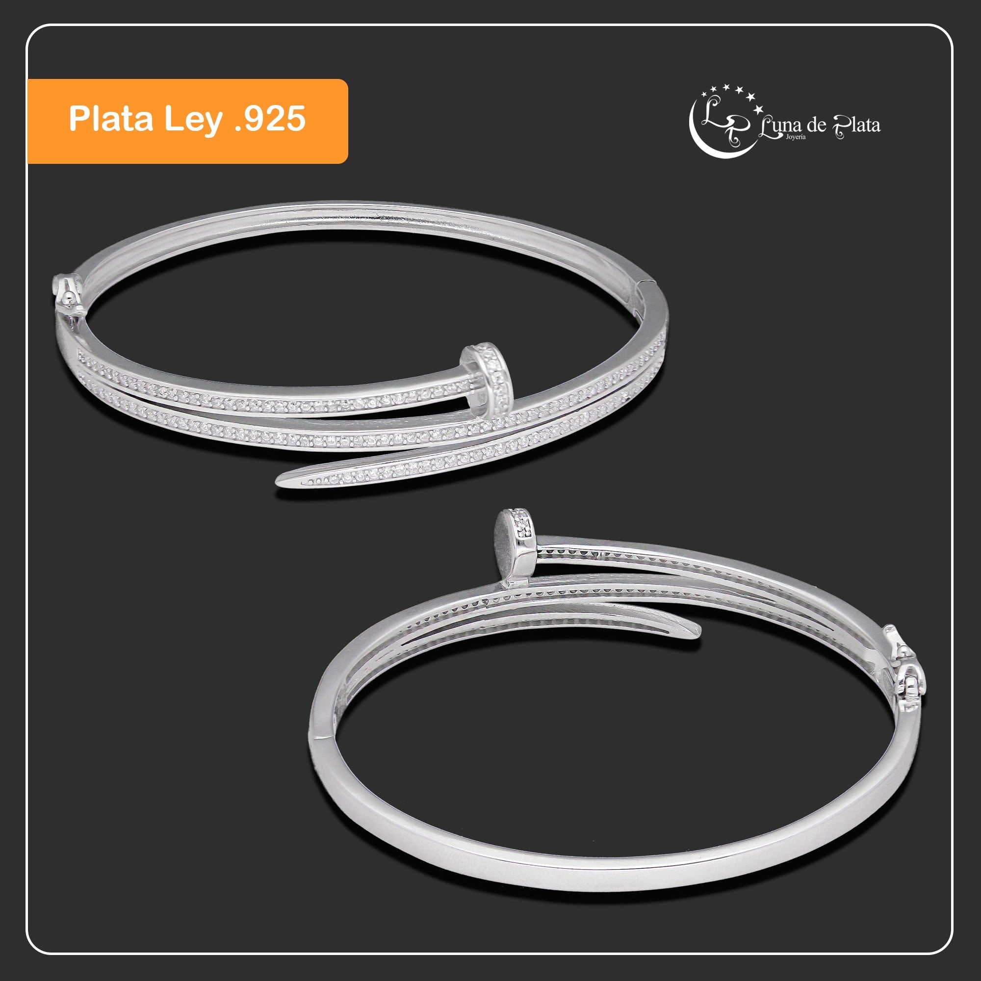 LPPD128 Pulsera Brazalete Dama Mod Clavo Doble Vuelta en Plata .925