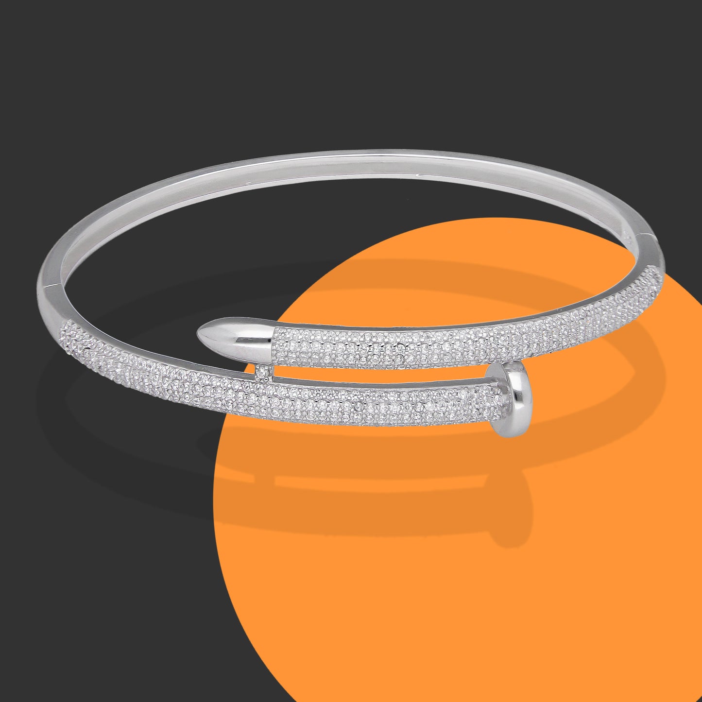 LPPD129 Pulsera Brazalete Dama Mod Clavo con Zirconias en Plata .925