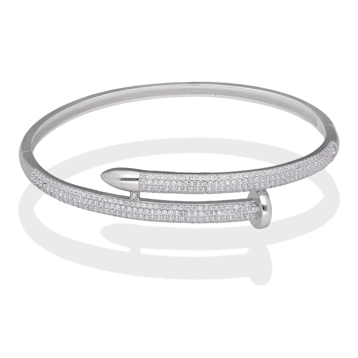 LPPD129 Pulsera Brazalete Dama Mod Clavo con Zirconias en Plata .925
