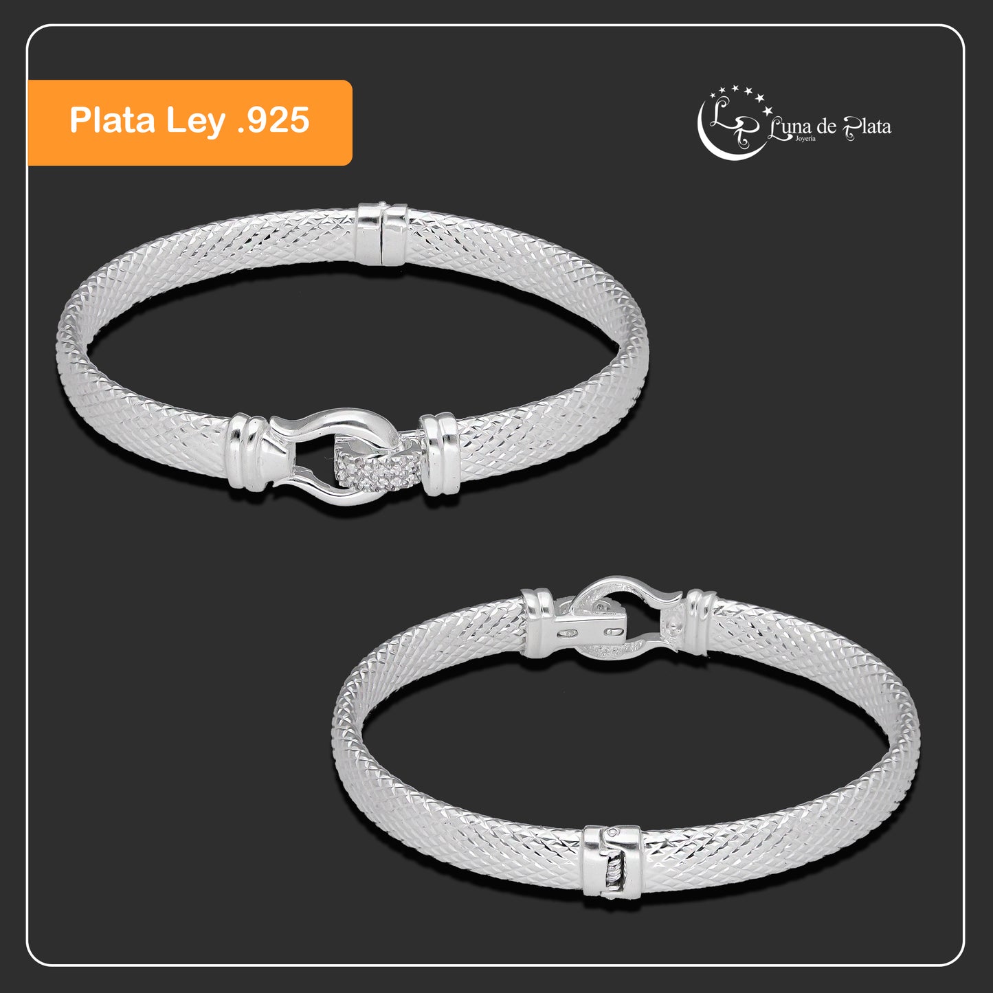 LPPD132 Pulsera Brazalete Dama Mod Belt Super Diamantada en Plata .925