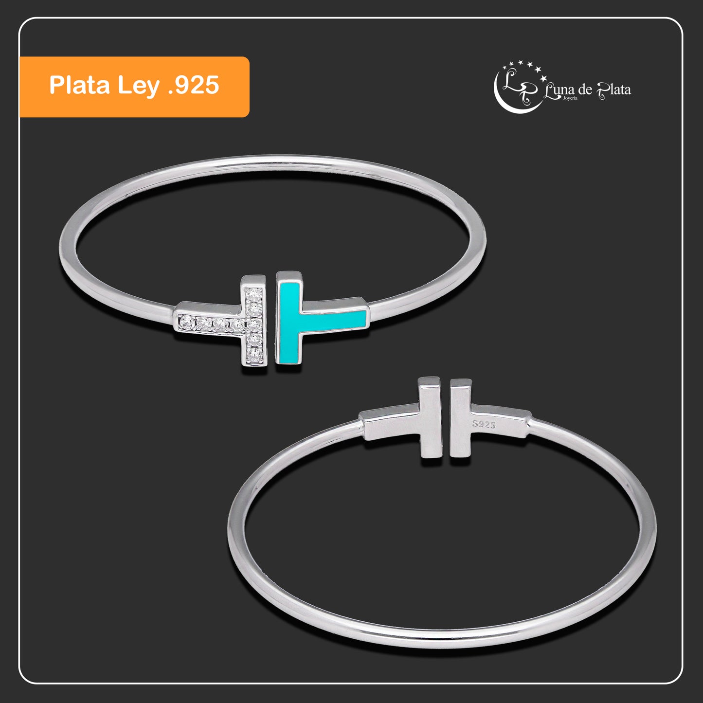 LPPD133 Pulsera Brazalete Dama Mod TT Color en Plata .925