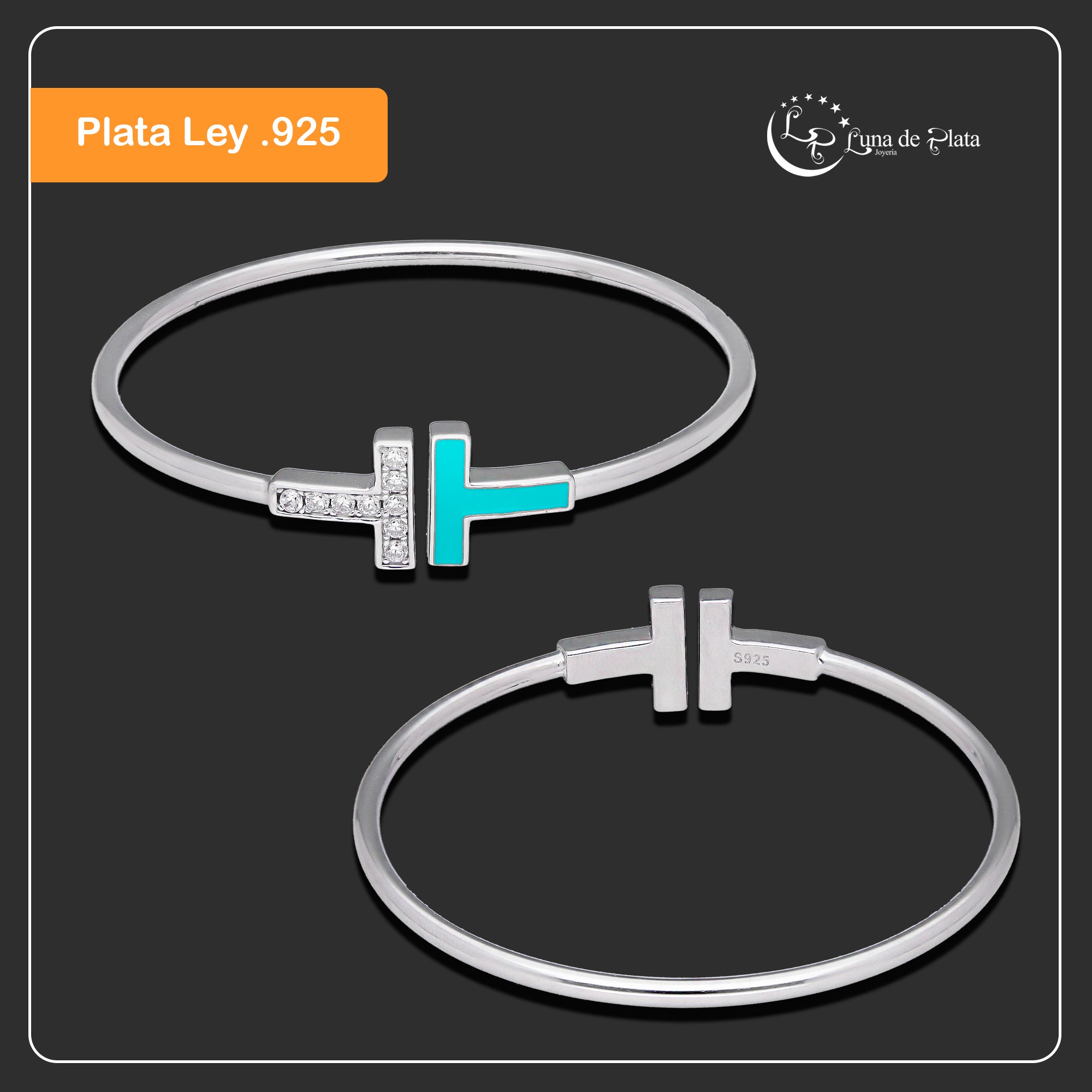 LPPD133 Pulsera Brazalete Dama Mod TT Color en Plata .925