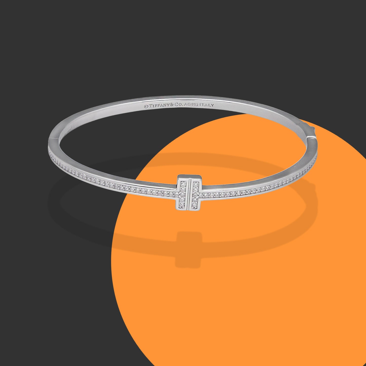 LPPD134 Pulsera Brazalete Dama Mod TT Blanco en Plata .925