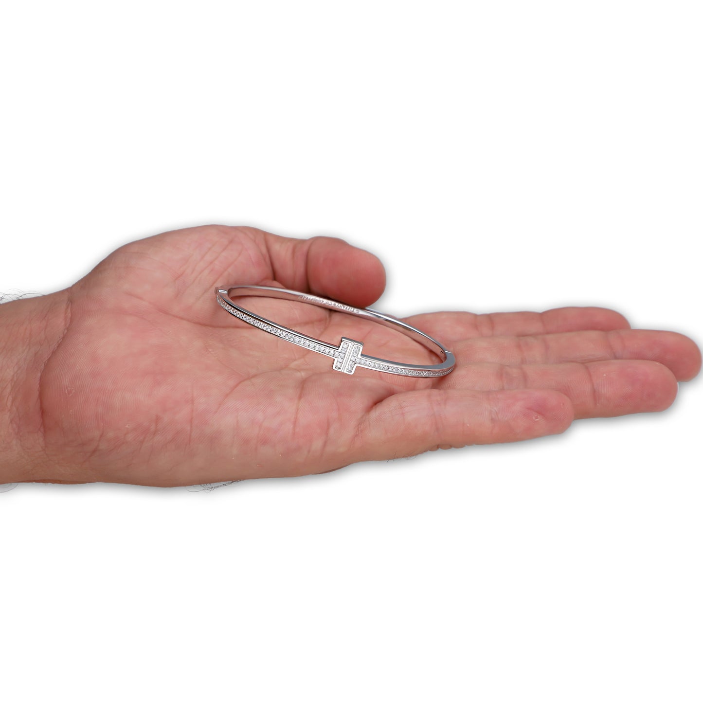 LPPD134 Pulsera Brazalete Dama Mod TT Blanco en Plata .925