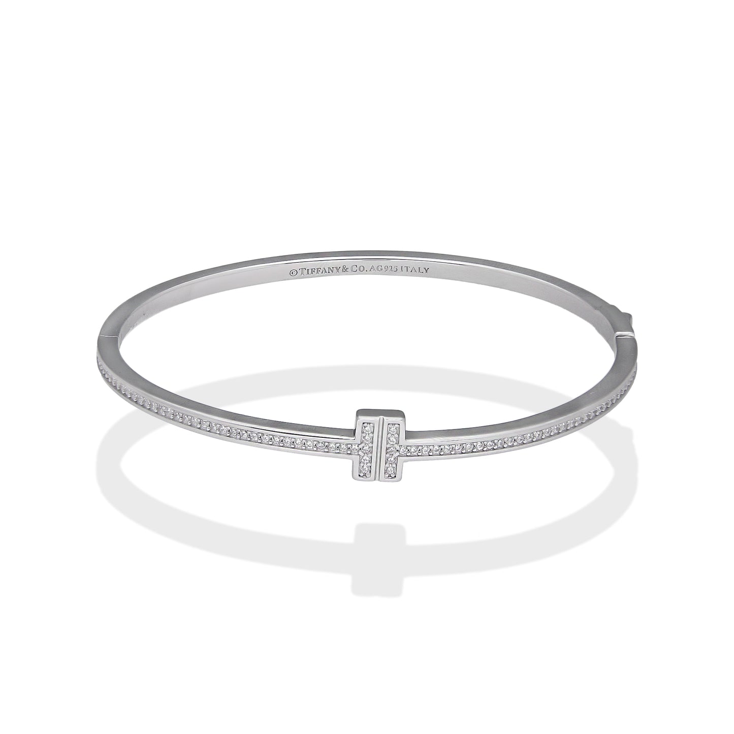 LPPD134 Pulsera Brazalete Dama Mod TT Blanco en Plata .925