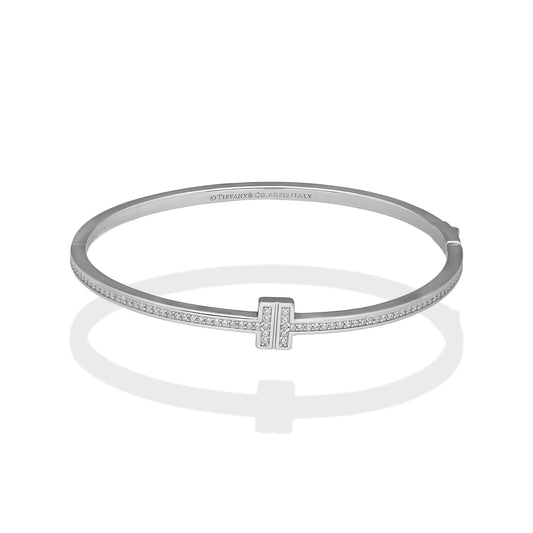 LPPD134 Pulsera Brazalete Dama Mod TT Blanco en Plata .925