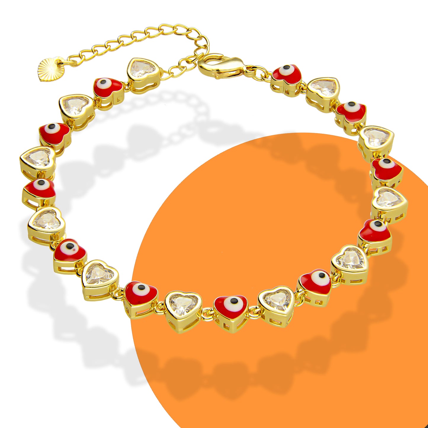 LPPG008 Pulsera Ajustable Ojitos Corazones Oro Laminado 18 K 2146432059