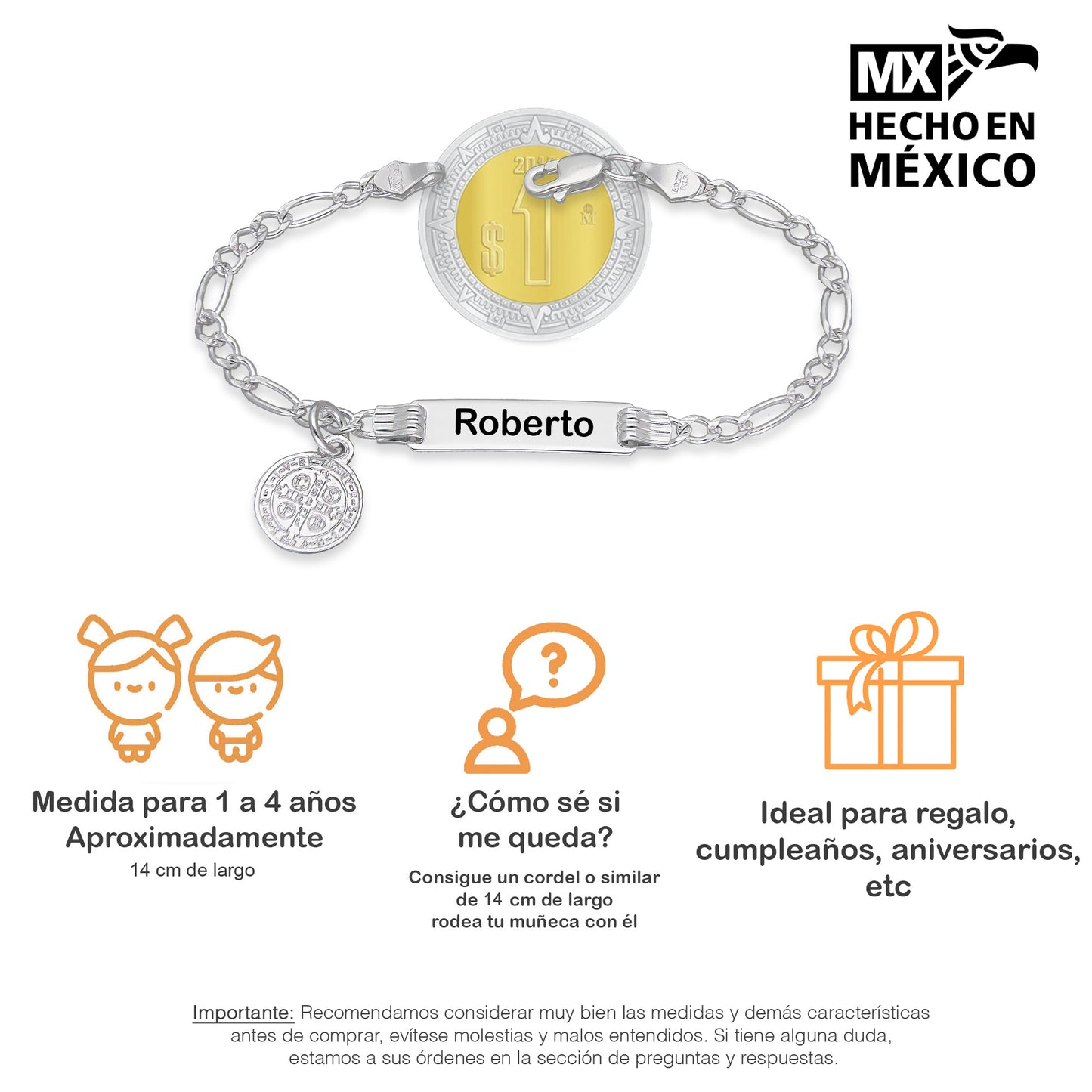 LPPN002 Esclava P/bebé Grabado Laser Mod Figa3x1 Plata .925 937663142