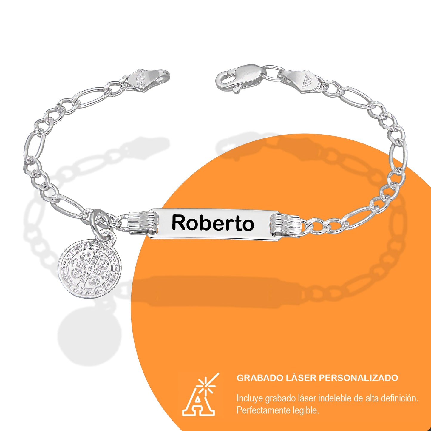 LPPN002 Esclava P/bebé Grabado Laser Mod Figa3x1 Plata .925 937663142