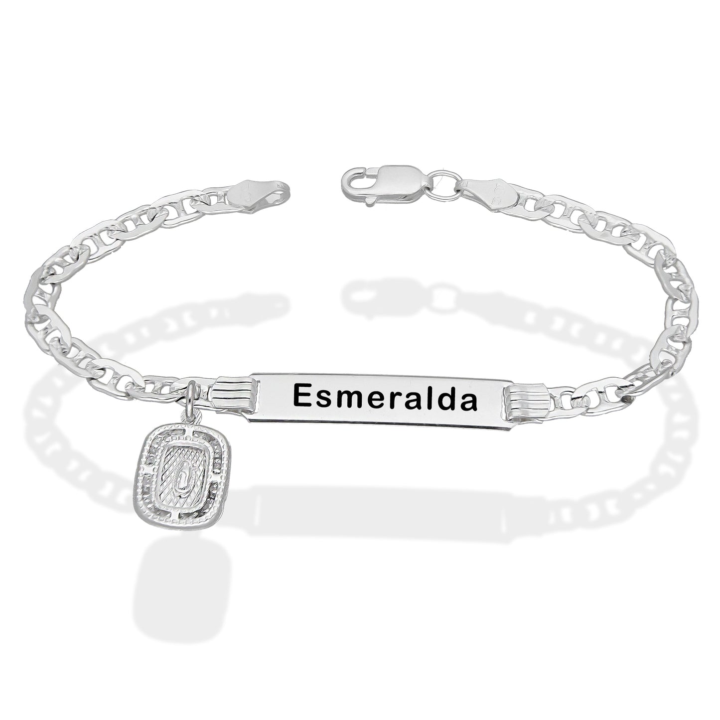 LPPN004 Esclava Gusi Colgante San Benito Grabado Laser 16 Cm de Largo Plata .925