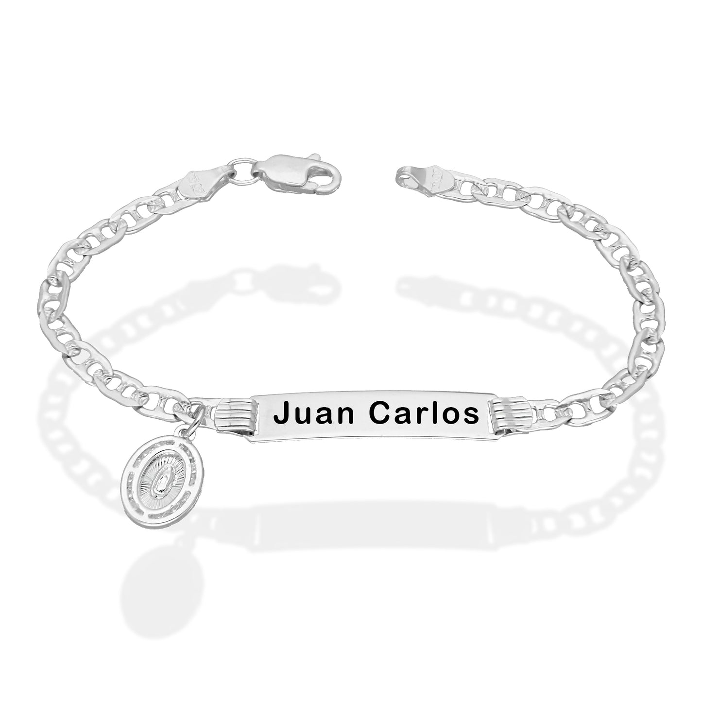 LPPN004 Esclava Gusi Colgante San Benito Grabado Laser 16 Cm de Largo Plata .925