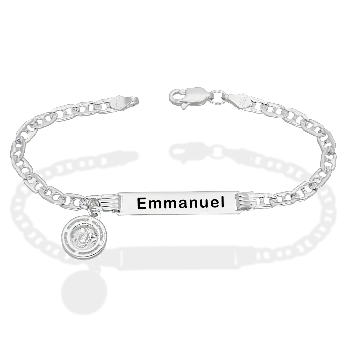 LPPN004 Esclava Gusi Colgante San Benito Grabado Laser 16 Cm de Largo Plata .925