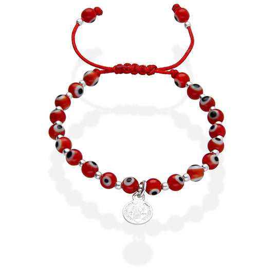 LPPN015 Pulsera Ajustable Baby Ojitos Turcos Rojo Plata .925 3105460920