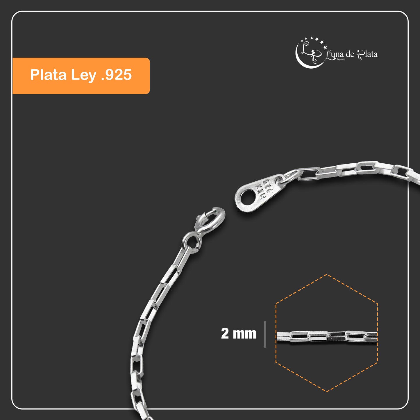 LPPN028-17 Pulsera Mod Lunga 17 cm x 2 mm en Plata Ley .925 2126525417