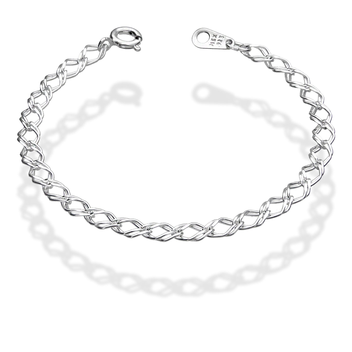 LPPN033-15 Pulsera Mod Doble Rombo 15 cm x 4 mm en Plata Ley .925 3326232118