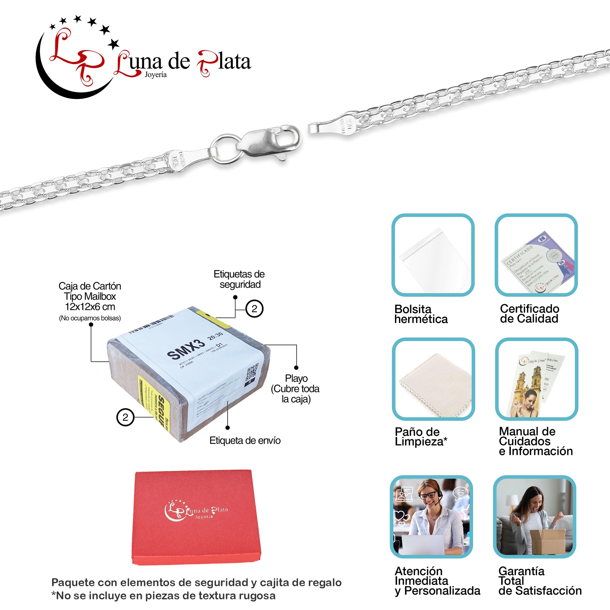 LPPN034 Esclava Mod Bizmark Placa Corazon 2.5 mm x 15 cm en Plata .925 3050009229
