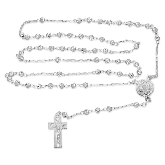 LPR010 Rosario Bola diamantada de 4 mm x 70 cm de largo en Plata .925