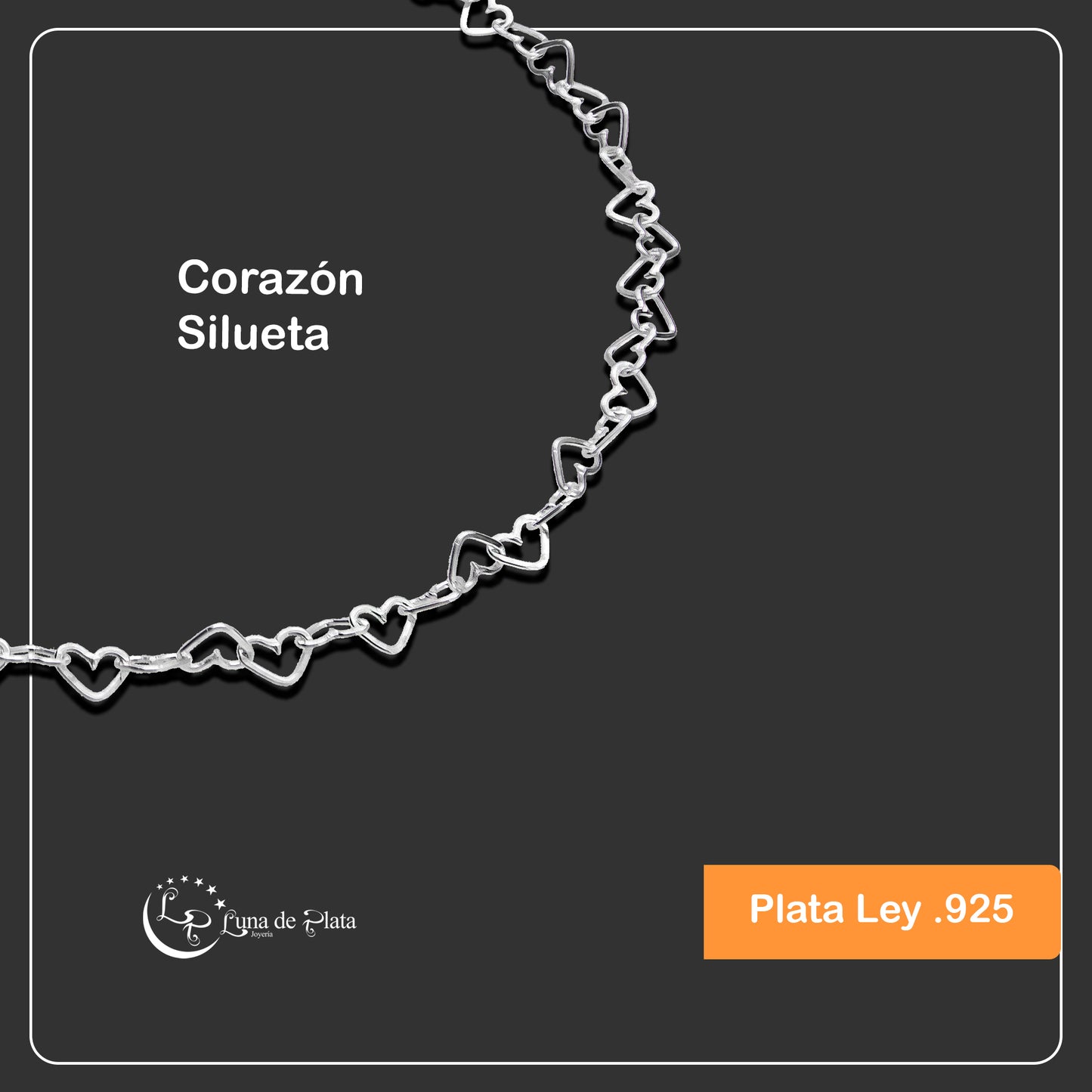 LPTB012 Pulsera Tobillera Mod Love Silueta Plata .925 Taxco 2070097311