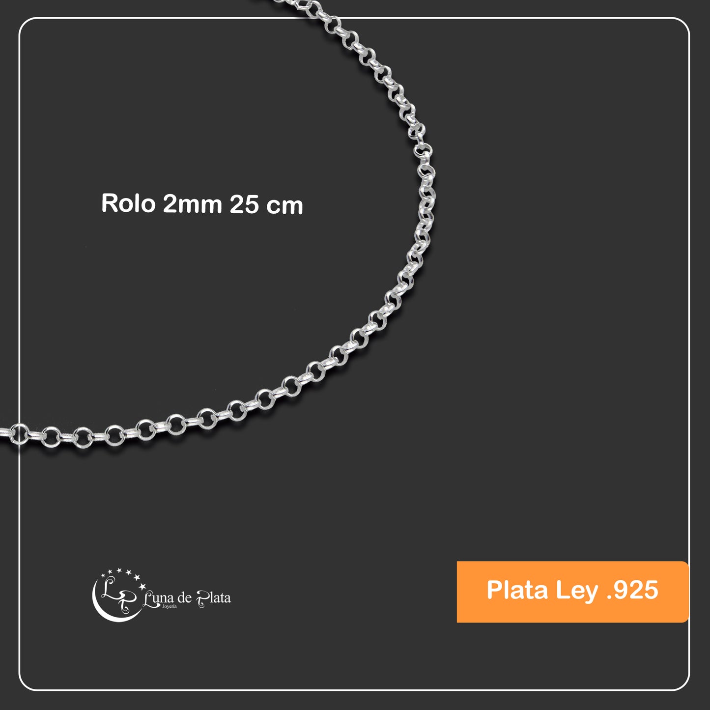 LPTB021 Pulsera Tobillera Rolo 2mm 25 cm Plata .925 Taxco 2100047189