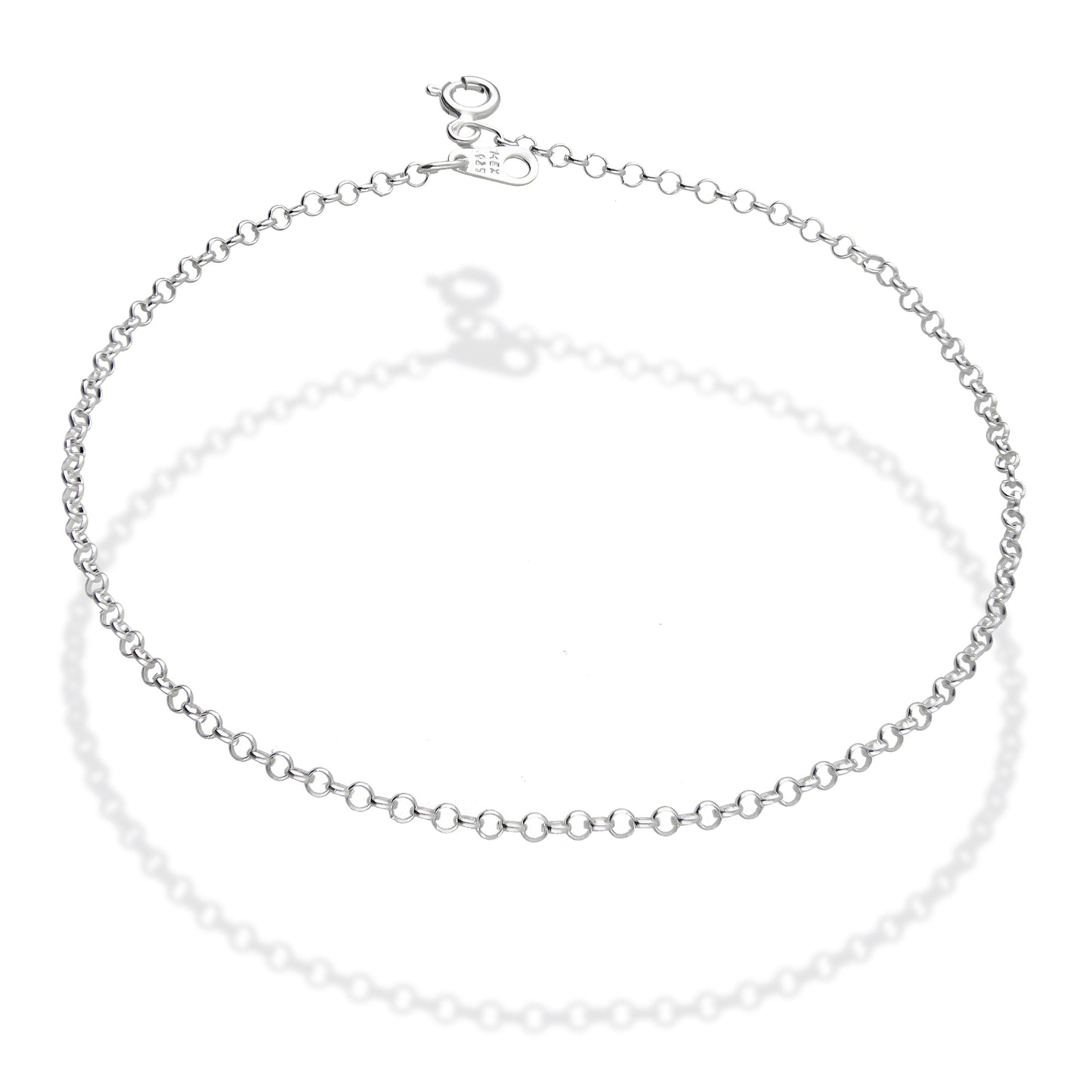 LPTB021 Pulsera Tobillera Rolo 2mm 25 cm Plata .925 Taxco 2100047189