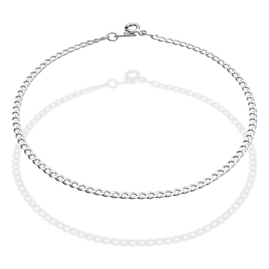 LPTB030 Pulsera Tobillera Cubaname Lisa 2.7mm 27 cm Plata .925 Taxco 3220847484