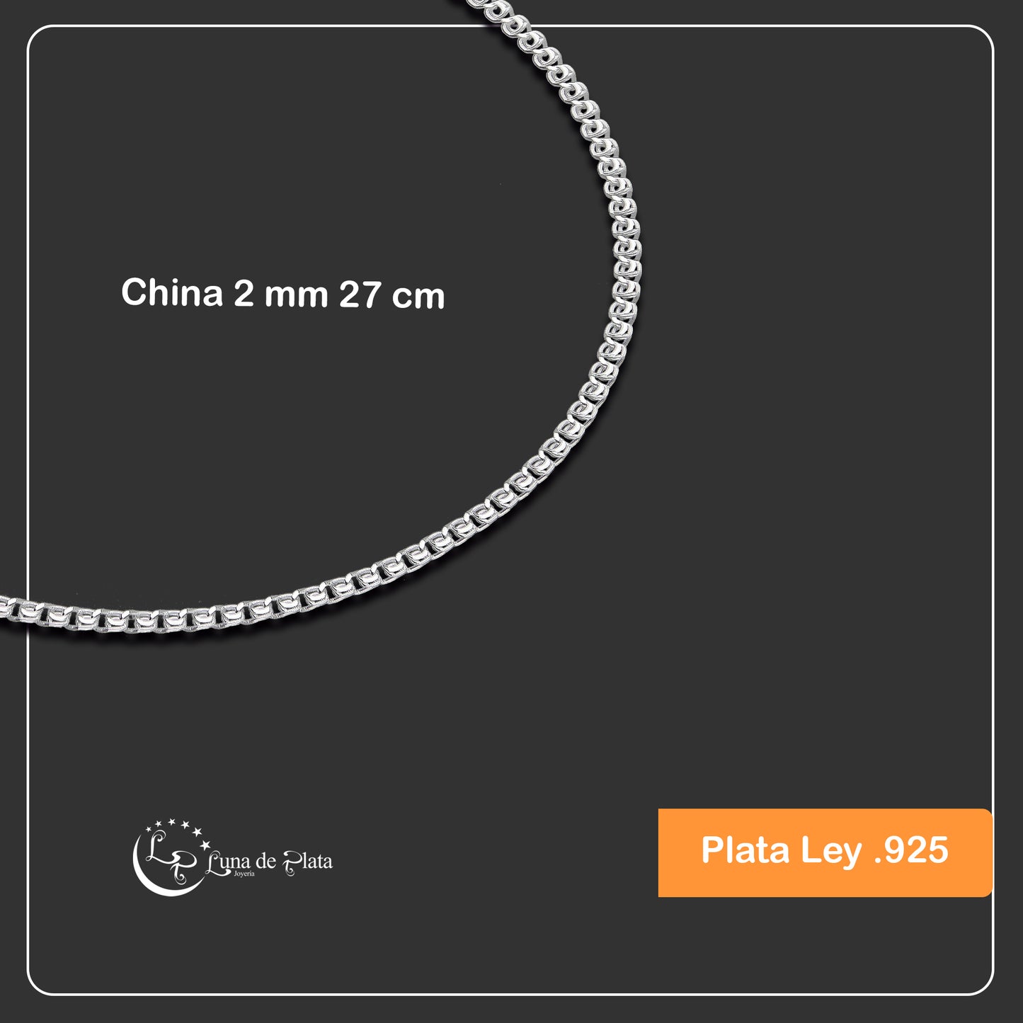 LPTB032 Pulsera Tobillera China 2 mm 27 cm Plata .925 Taxco 3220963700