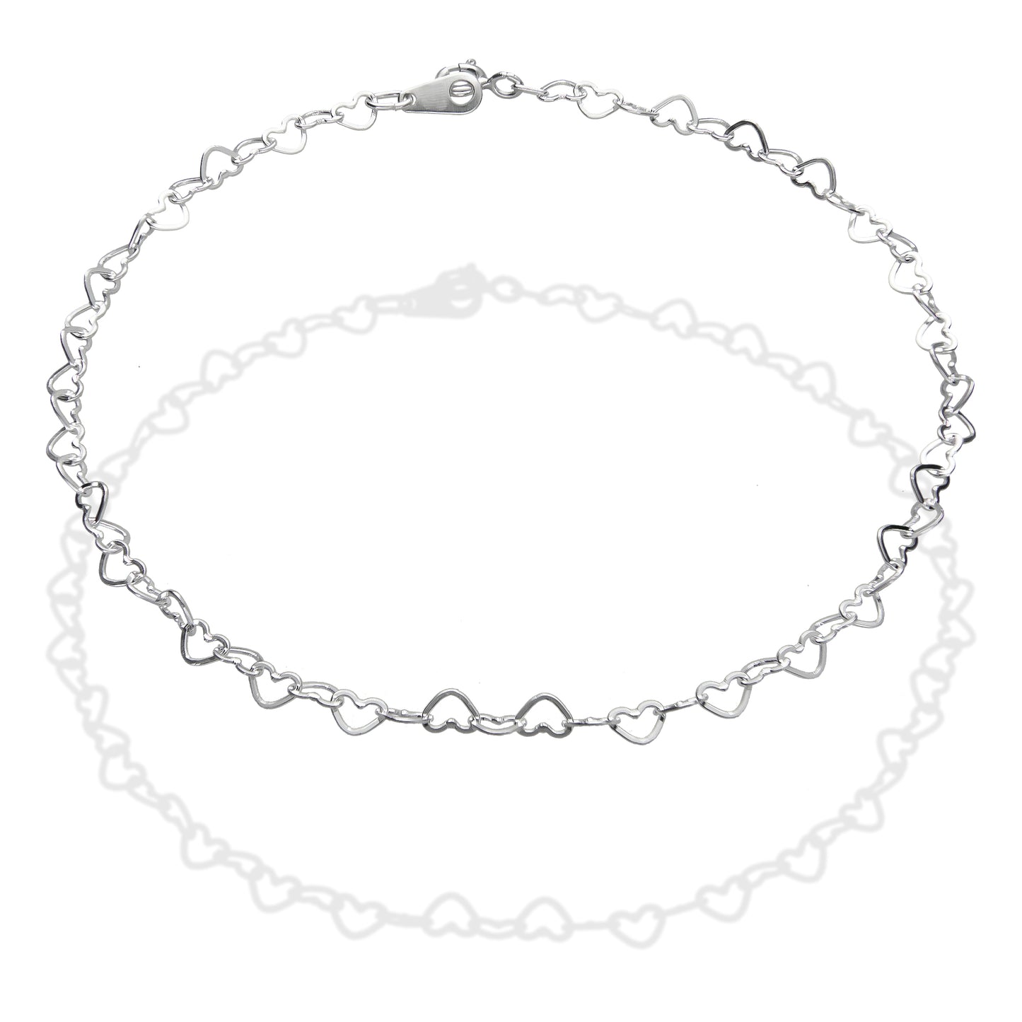 LPTB035 Pulsera Tobillera Love Silueta 25 cm Plata .925 Taxco 3227164604