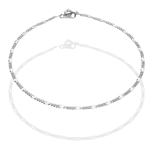 LPTB037 Pulsera Tobillera Figa 3x1 Forj 2mm 25 cm Plata .925 Taxco 3220912466